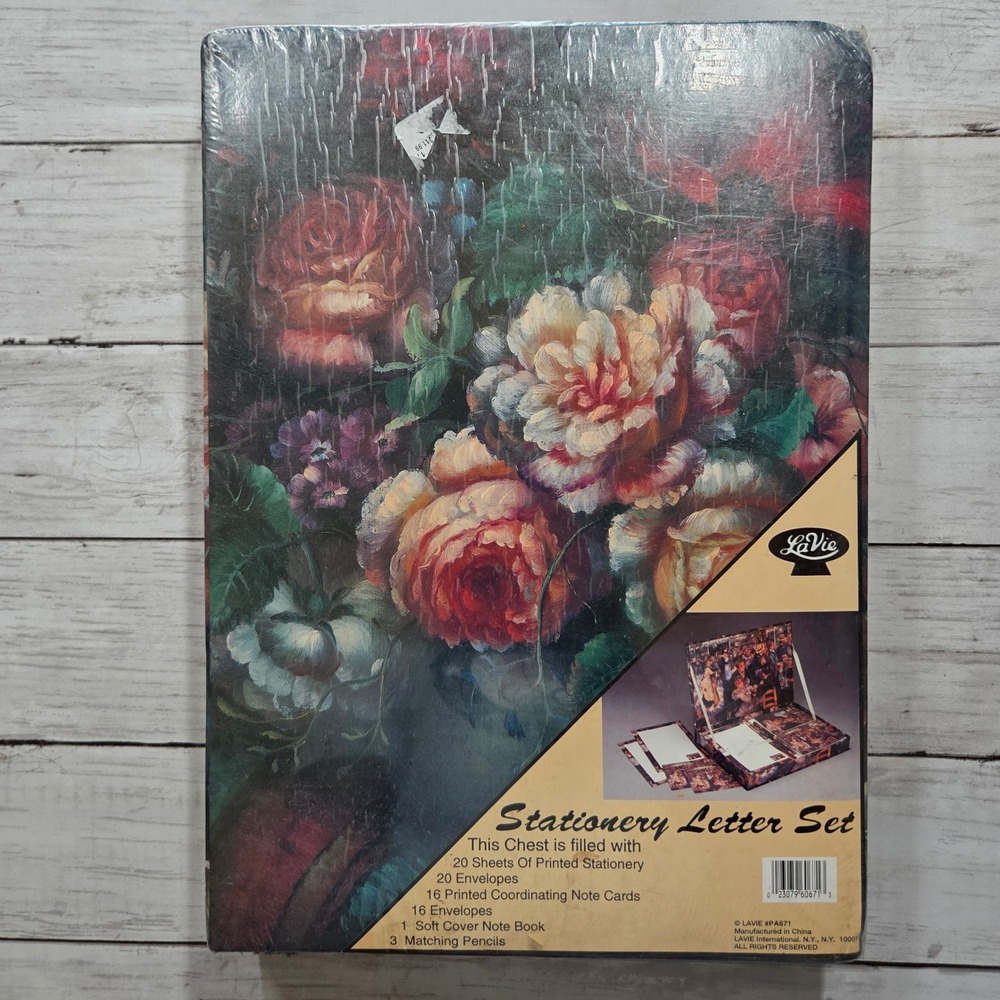LaVie Floral Rose Stationery Letter Set Chest Vintage Victorian